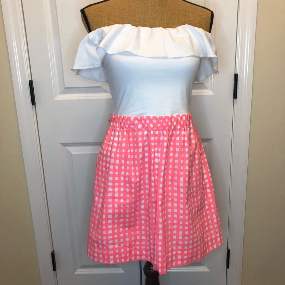 NWT Lilly Pulitzer Athens Dress Pink Gingham Strapless size Small